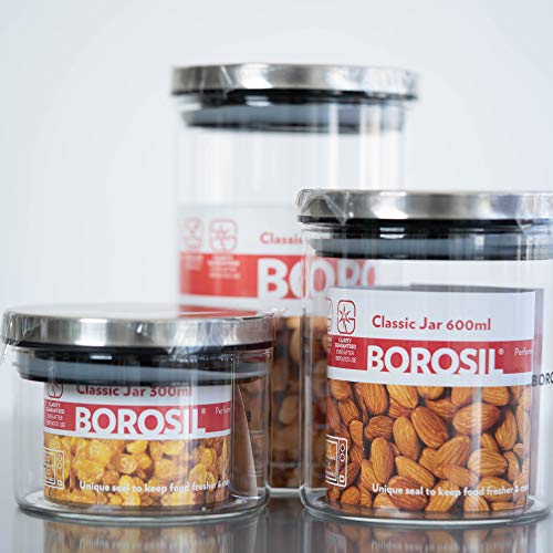 Product Cover Borosil Airtight Glass Jars - Premium 3 Piece Glass Set - Ultra Durable, Odor Proof, Fade Proof, Stronger Than Glass