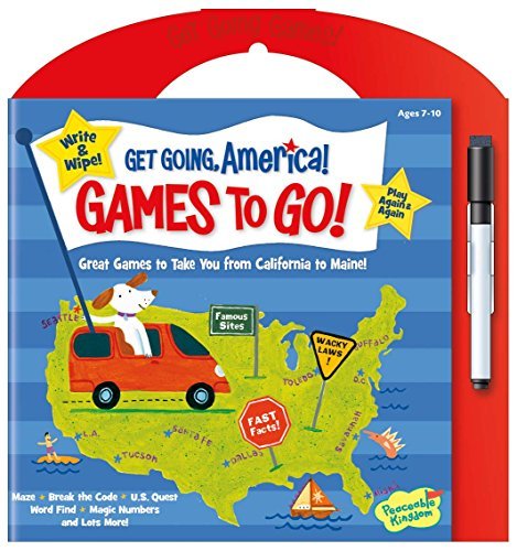 Product Cover Peaceable Kingdom Get Going, America Write and Wipe Games to Go! Activity Book