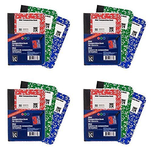 Product Cover Mini Marble Composition Books, Thread Bound Notebooks, Red, Blue and Green, 12-ct, 600 Total Pages by Greenbrier