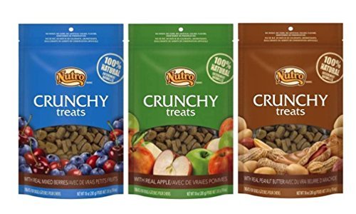 Product Cover Nutro All Natural Crunchy Training Treats For Dogs 3 Flavor Variety Bundle: (1) Peanut Butter, (1) Mixed Berries, and (1) Apple, 10 Oz. Ea. (3 Bags Total)