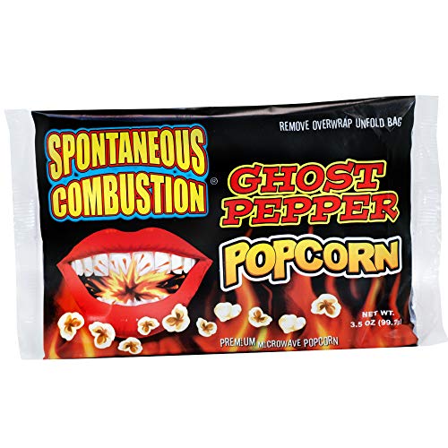 Product Cover Spontaneous Combustion Ghost Pepper Microwave Popcorn Bags - 1 Pack - Ultimate Spicy Gourmet Popcorn - Perfect Hot Movie Theater Popcorn for Home - Try if you dare!