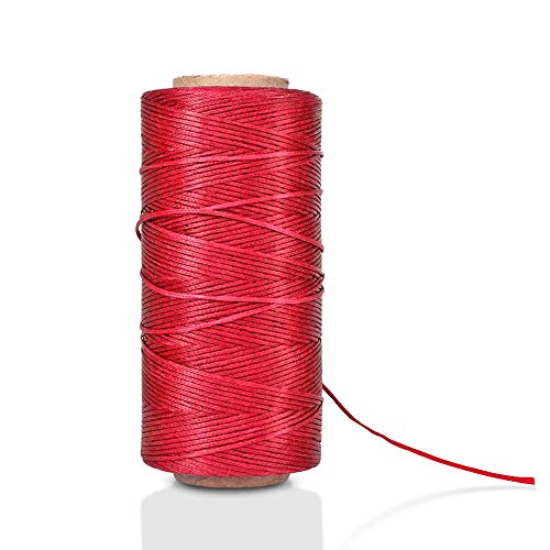 Product Cover Waxed Thread, Wax String, Coated Cord Heavy Duty Polyester 284Yard 1mm 150D for Bracelets, Leather Craft Stitching Sewing, Book Binding, DIY Handcraft (Red)
