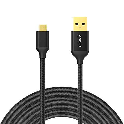 Product Cover Anker 10ft / 3m Nylon Braided Tangle-Free Micro USB Cable with Gold-Plated Connectors for Android, Samsung, LG, HTC, Nexus, Sony and More (Black)