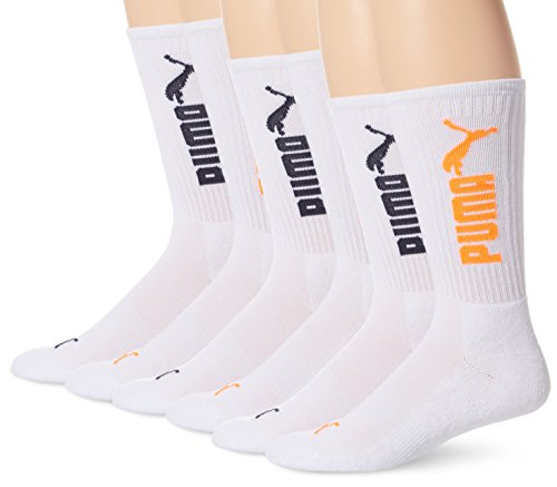 Product Cover PUMA Socks Men's Logo Crew Socks, White/Navy, Sock Size:10-13/Shoe Size: 6-12 (Pack of 6)