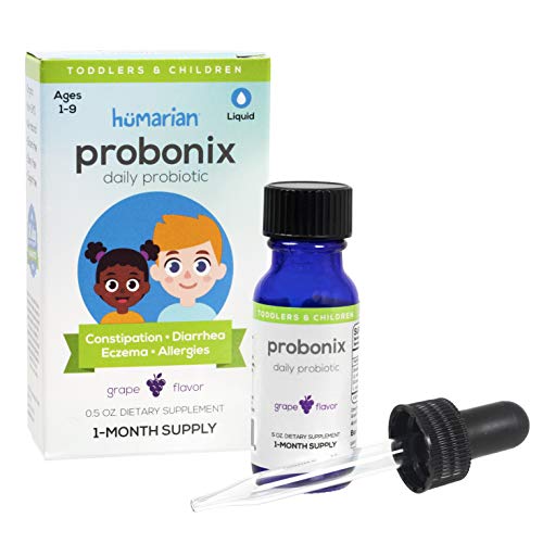 Product Cover Probonix Kids Probiotic for Toddlers and Children, Organic, Non-GMO Liquid Probiotic Drops, 8 Live Probiotic Strains to Support Gut Health for Toddlers and Children - 1 Month Supply, Grape