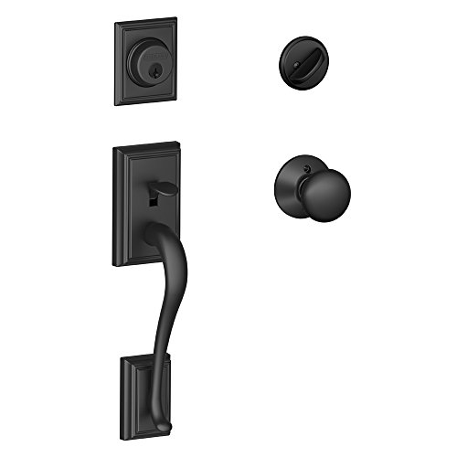 Product Cover Schlage Addison Single Cylinder Handleset and Plymouth Knob, Matte Black (F60 ADD 622 PLY)