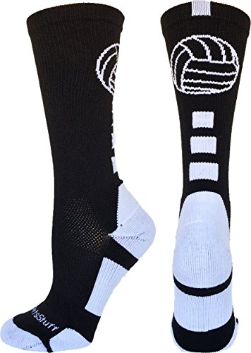 Product Cover MadSportsStuff Volleyball Logo Crew Socks (Black/White, Medium)