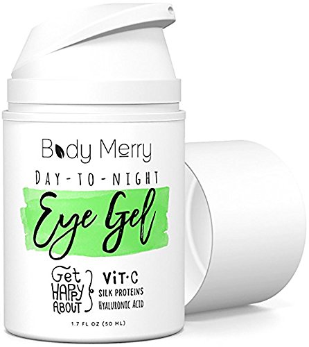 Product Cover Body Merry Day-to-Night Eye Gel: Anti aging and under eye bags treatment with natural Hyaluronic Acid + Vitamin C to lift and combat dark circles, puffy eyes & fine lines for men/women