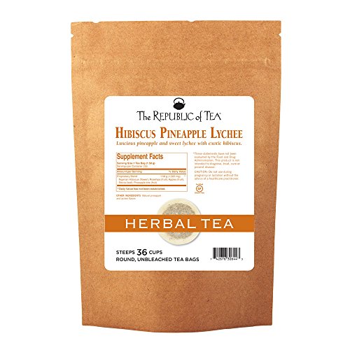 Product Cover The Republic of Tea Pineapple Lychee Hibiscus Tea, Caffeine-Free Premium Herbal Blend, 36 Tea Bag Refill