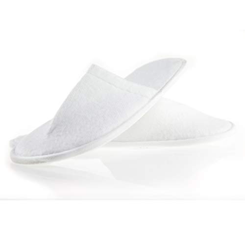 Product Cover LUXEHOME Spa Slippers in Bulk; 20 Pairs Disposable White Hotel Slippers for Guests; 2 Size Closed Toe Slippers Fit for Women and Men