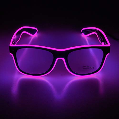Product Cover Aquat Flashing LED Neon Rave Glasses El Wire Glow Sunglasses Light up DJ Costumes for Halloween, Party, EDM RB01 (Pink, Black Frame)