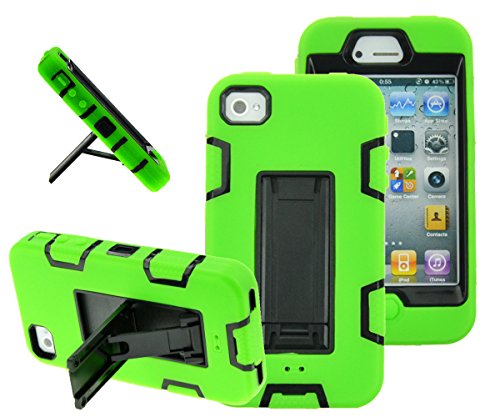 Product Cover MagicSky iPhone 4s case, iPhone 4 case, Robot Series Hybrid Armor Defender Case Cover with Kickstand for Apple iPhone 4/4S - Green