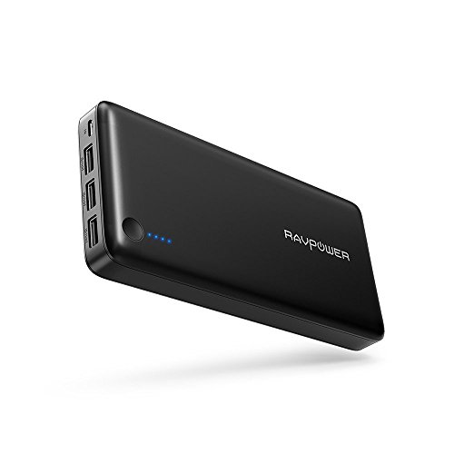 Product Cover Power Bank RAVPower 26800mAh Portable Charger 26800 Total 5.5A Output 3-Ports External Battery Pack Portable Phone Charger Compatible with iPhone 11/Pro/Max/8/X/XS, iPad, Samsung, Other Smart Devices