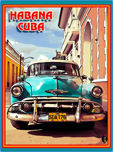 Product Cover A SLICE IN TIME Cuba Cuban Havana Island Habana Caribbean Taxi Classic Old Car Cars Travel Advertisement Art Collectible Wall Decor Poster Print. Measures 10 x 13.5 inches