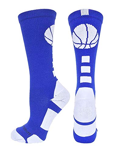 Product Cover MadSportsStuff Basketball Logo Athletic Crew Socks, Medium - Royal/White