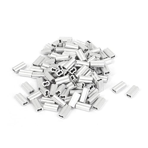Product Cover uxcell 1mm Wire Rope Aluminum Sleeves Clip Fittings Cable Crimps 100pcs