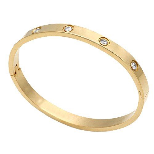 Product Cover Baoli 18k Gold 10 Cz Diamond Blank Plain Bangle bracelet for women