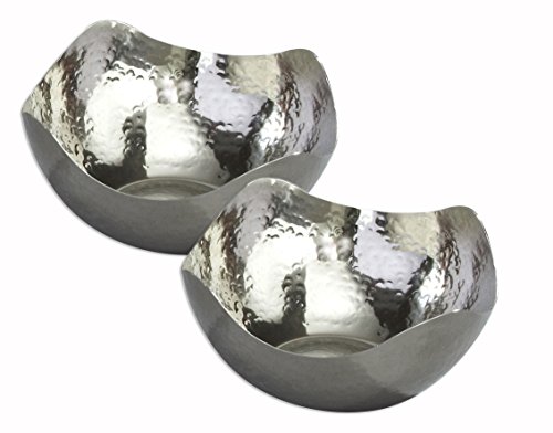 Product Cover Elegance Silver Hammered Stainless Steel Wave Serving Bowls - Set of 2 5.5 inch Bowls