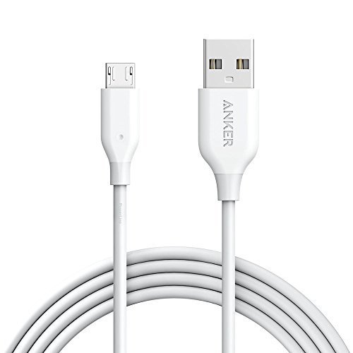 Product Cover Anker Powerline Micro USB - Charging Cable, with Aramid Fiber and 5000+ Bend Lifespan for Samsung, Nexus, LG, Motorola, Android Smartphones and More (White, 6ft)