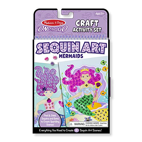 Product Cover Melissa & Doug On the Go Sequin Art Craft Activity Set: 500+ Sequins and Gems and 4 Scenes - Mermaids