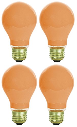 Product Cover Pack of 4 40 Watt A19 Ceramic Orange Medium Base Standard Household Incandescent Orange Colored Light Bulb