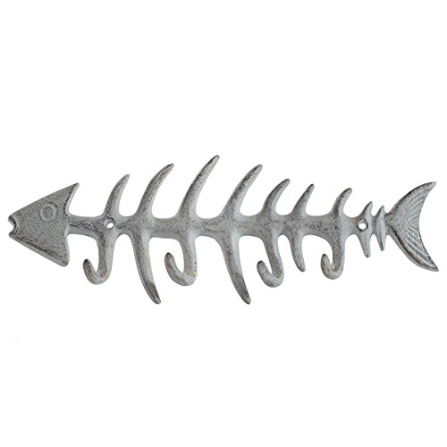 Product Cover Decorative Fish Bones Wall Mount Towel Rack by Comfify - Stylish Cast Iron Hanger w/ 4 