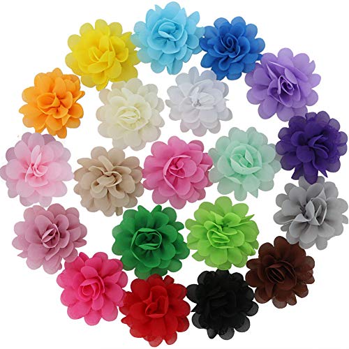 Product Cover QingHan Chiffion Hair Flowers For Girls Teens Bows Lined Clips 20 colors