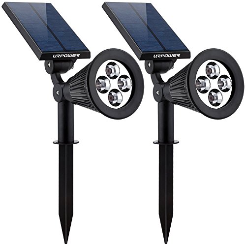 Product Cover URPOWER Solar Lights, 2-in-1 Waterproof 4 LED Solar Spotlight Adjustable Wall Light Landscape Light Security Lighting Dark Sensing Auto On/Off for Patio Deck Yard Garden Driveway Pool Area(2 Pack)