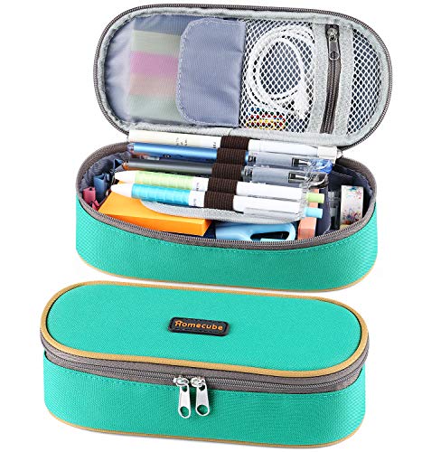 Product Cover Homecube Pencil Case Big Capacity Pencil Bag Makeup Pen Pouch Durable Students Stationery with Double Zipper Pen Holder for School/Office, Green
