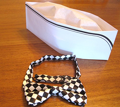 Product Cover Soda Jerk Paper Party Hat & Bowtie Black and White