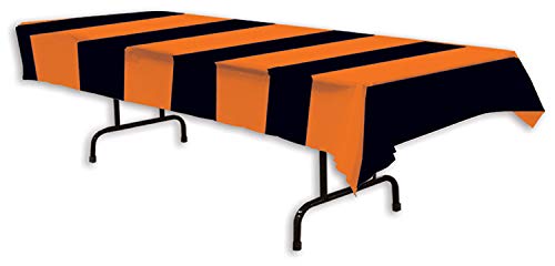 Product Cover Beistle 00104 Orange and Black Stripes Tablecover, 54 x 108