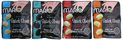 Product Cover Mario Camacho Foods Pitted Snack Olives, Variety Pack,1.05 Ounce (Pack of 12)