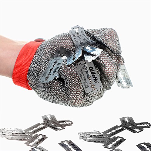 Product Cover Inf-way 304L Brushed Stainless Steel Mesh Cut Resistant Chain Mail Gloves Kitchen Butcher Working Safety Glove - As Seen On TV 1pcs (Large)