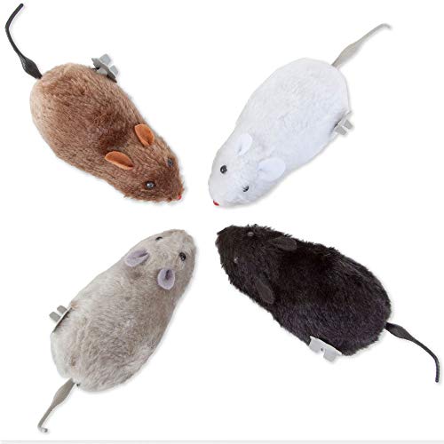 Product Cover Bits and Pieces - Wind Up Racing 4 Mice-Realistic Looking Mice, Carefree pet - Set of 4: Black, Gray, White and Brown. Each Measures 4-1/2