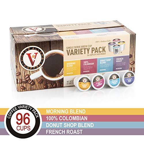 Product Cover Donut Shop, Morning Blend, 100% Colombian, and French Roast Variety Pack for K-Cup, Keurig 2.0 Brewers, 96 Count Victor Allen's Coffee Single Serve Coffee Pods
