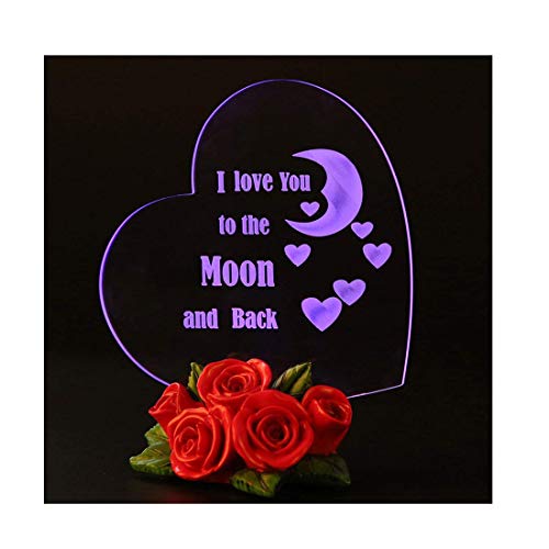Product Cover Giftgarden Mom I Love You to The Moon and Back Heart Shaped Cake Toppers LED Wedding Gift, Mother Gift, Grandma Gift, Friends Gifts