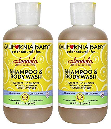 Product Cover California Baby Calendula Shampoo and Body Wash - Hair, Face, and Body | Gentle, Allergy Tested | Dry, Sensitive Skin, 8.5 Ounces-2Pack