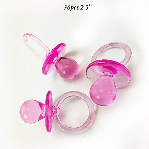 Product Cover Adorox 2.5'' Pink & Blue Acrylic Baby Pacifier Shower Favor (36 Pieces (Pink (36 Pieces))