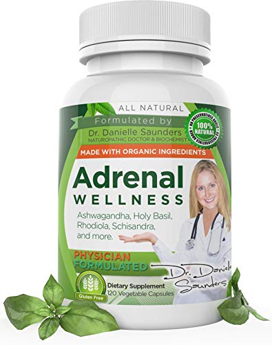 Product Cover Dr. Danielle Adrenal Wellness, Organic Ashwagandha Root Powder, Stress Support, Anti-Anxiety & Thyroid & Mood Support, Siberian Rhodiola, Ashwagandha Supplement for Stress Relief, 120 Veggie caps