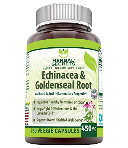 Product Cover Herbal Secrets Echinacea & Goldenseal Root 450 Mg Capsules (Non-GMO) -Supports Immune and Respiratory Response* Supports Mucous Membranes, Immune Functions During Times of Seasonal* (250 Count)