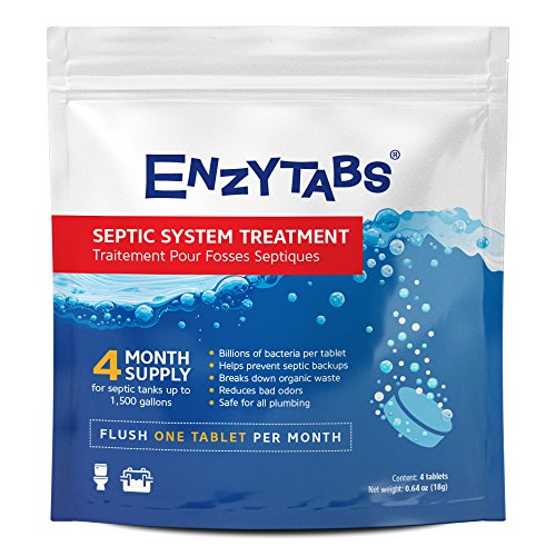 Product Cover Enzytabs Septic Tank System Treatment, Billions of Enzyme Producing Bacteria Reduce Bad Odors and Help Prevent Backups, 4 Month Supply (4 Tablets)