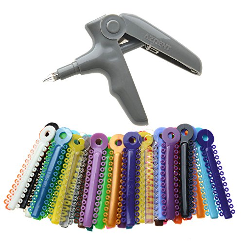 Product Cover AZDENT Dental Ligature Ties Rubber Bands(1014 pcs/Bag) and Orthodontic Ligature Gun Tools Gray Color