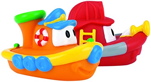 Product Cover Nuby 2-Pack Tub Tugs Floating Boat Bath Toys, Colors May Vary