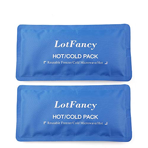 Product Cover Hot Cold Pack for Therapy by LotFancy - Reusable Gel Ice Pack for Injuries First Aid Back Shoulder Neck Head Feet, Pack of 2 (10.5 x 5 Inches)