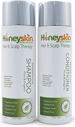 Product Cover Hair Growth Shampoo and Conditioner Set - with Manuka Honey, Aloe Vera and Coconut Oil - for Frizzy, Itchy and Dry Scalp - Hair Loss and Thinning Treatment - Paraben and Sulfate Free (8oz)