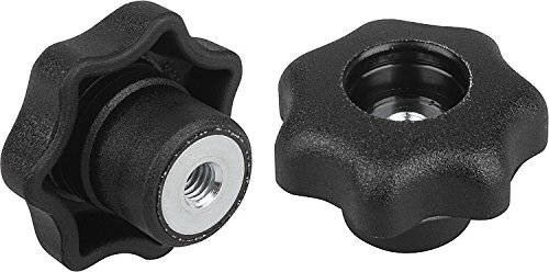 Product Cover Kipp 06220-5A2 Black Thermoplastic/Stainless Steel Tapped Through Hole Without Cap Star Grip, 1/4-20