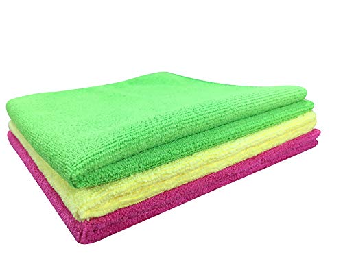 Product Cover SOFTSPUN Premium Microfiber Cleaning Cloth for Car, Home & Kitchen - Automotive Drying Towel for Cleaning, 340 GSM - 40 X 40 CM, Multi-color - Pack of 3