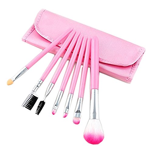 Product Cover KOLIGHT 7pcs Fashion Mini Travel Cosmetic Makeup Make up Brushes Set with Pouch Bag Case (Pink)