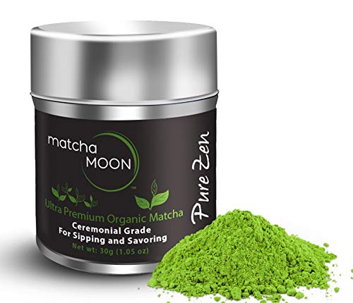 Product Cover Matcha Moon - Organic Ceremonial Grade Japanese Matcha Green Tea Powder from Uji Kyoto Japan - Authentic, Premium, USDA Certified - Best For Traditionally Whisked Tea - Pure Zen - 30g Tin