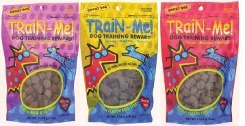 Product Cover Crazy Dog Train-Me! Training Reward Dog Treats 3 Flavor Variety Bundle: (1) Train-Me! Bacon Flavor, (1) Train-Me! Chicken Flavor, and (1) Train-Me! Beef Flavor, 4 Oz. Ea. (3 Bags Total)